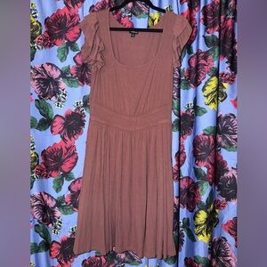Torrid Mauve Midi Dress with Ruffle Sleeves